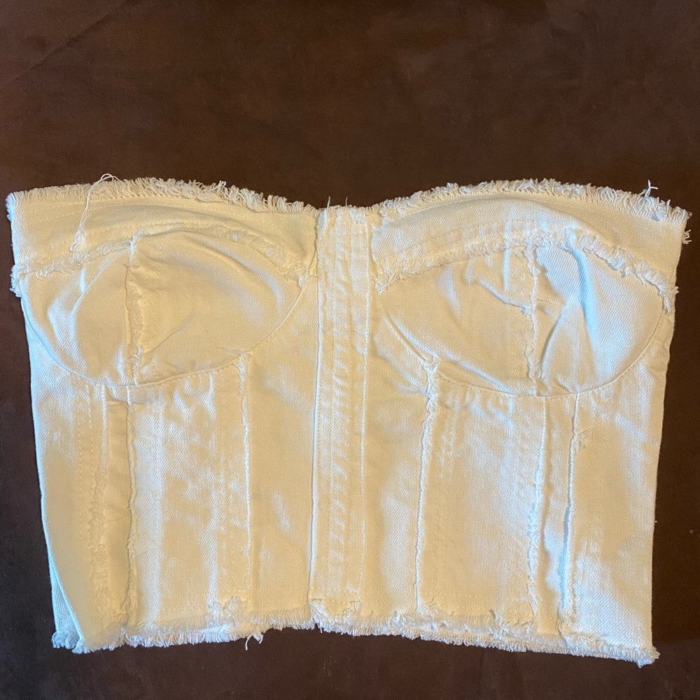 Size 6, denim strapless crop top